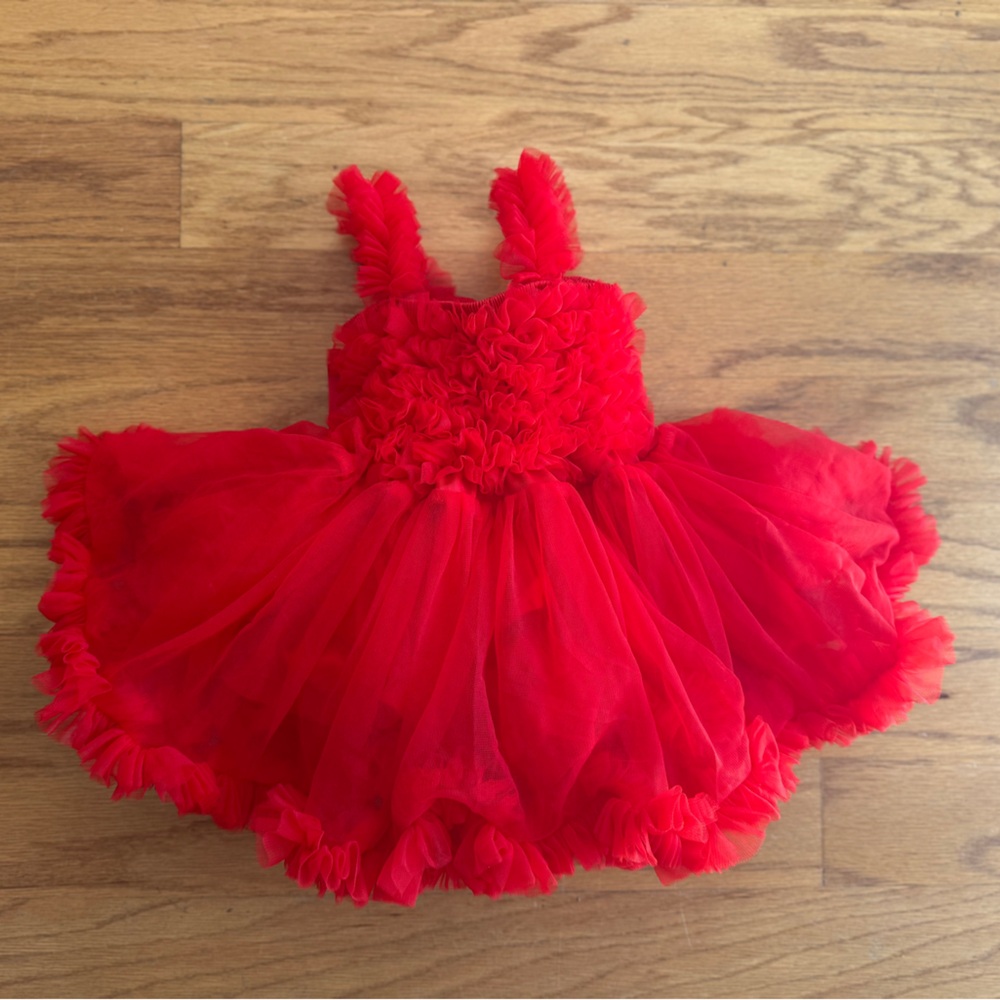 Ruffle Butts Red Tulle Baby Dress - Size 0-12 months - Picture 3 of 15